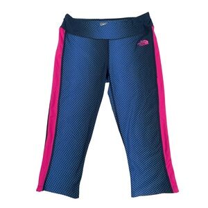 The North Face Leggings Women’s Capri  Blue Pink Side Stripe Activewear Size M